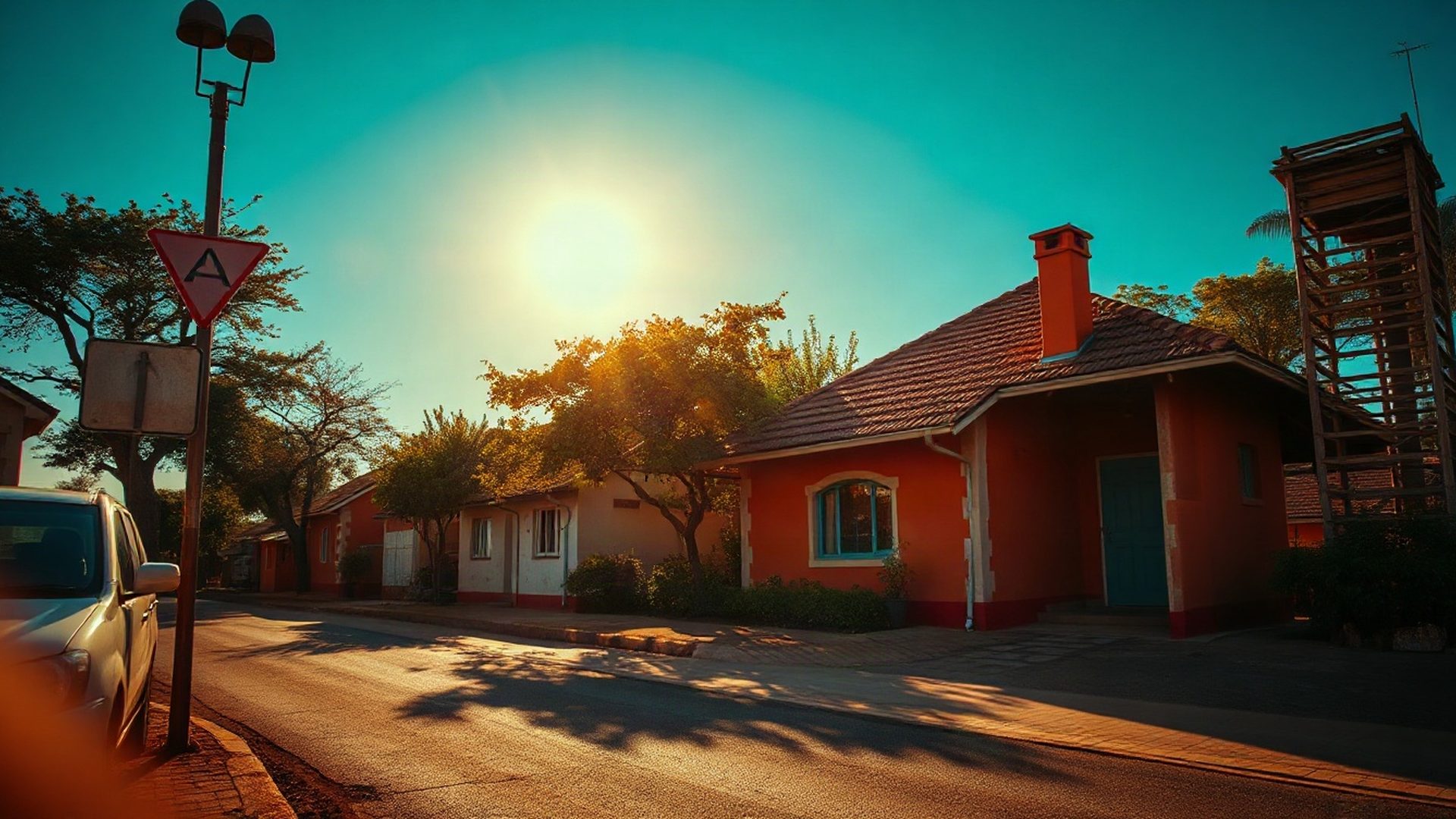 A well-lit Nakuru residential street in golden morning light